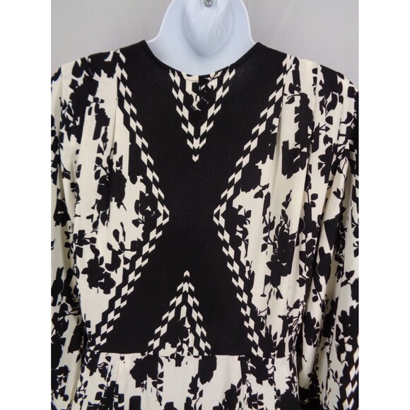 CAbi X Factory Mini Dress Size Small Black White Faux Wrap New - Picture 7 of 16